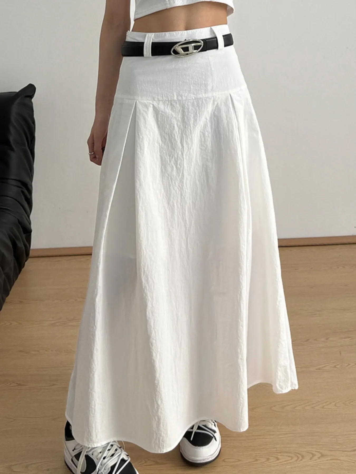High Waist A-Line Maxi Skirt